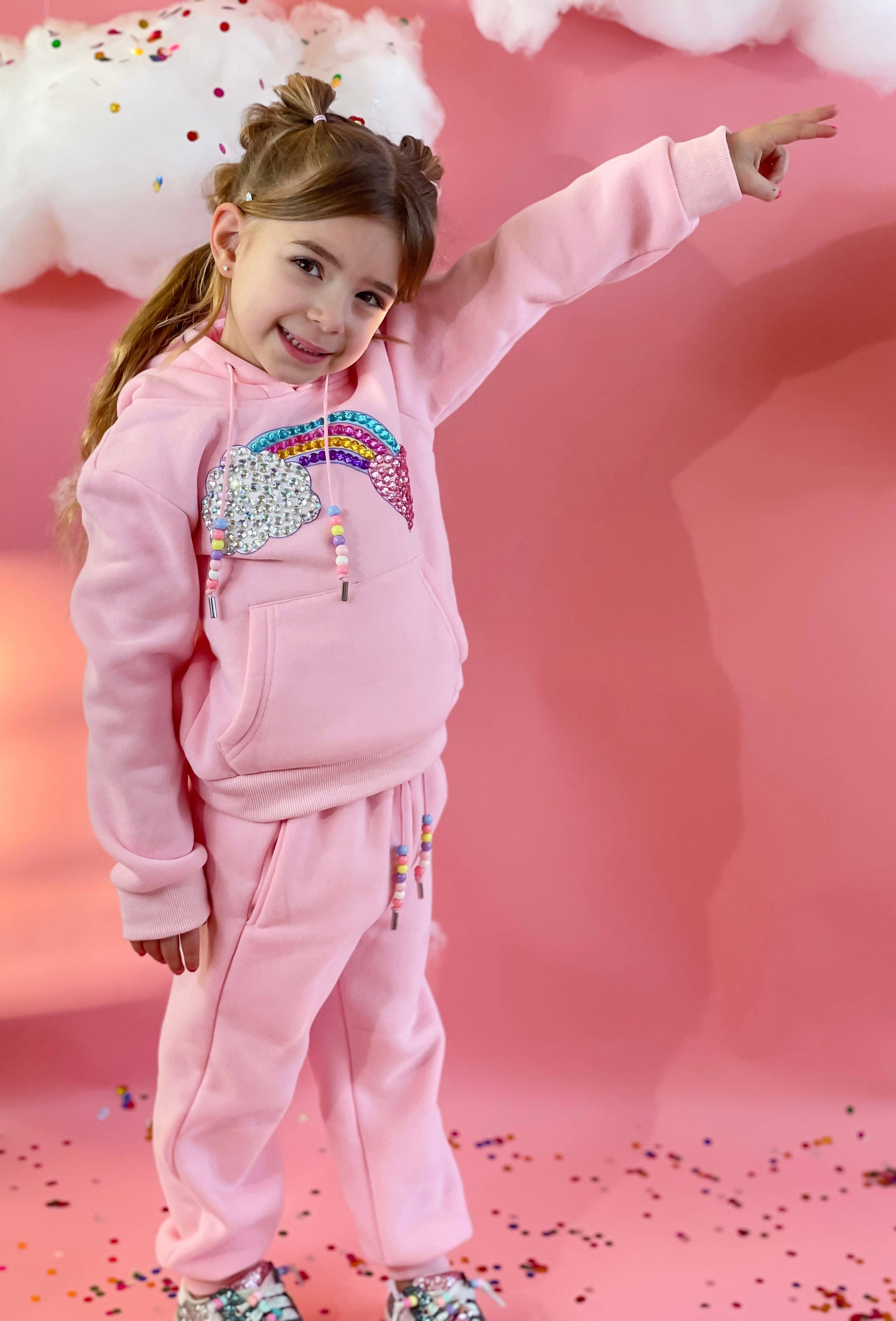Ellie and Mila - Venta al por mayor Conjunto de camiseta y pantalón - Niños - Sudadera Rainbow Gem con abalorios3