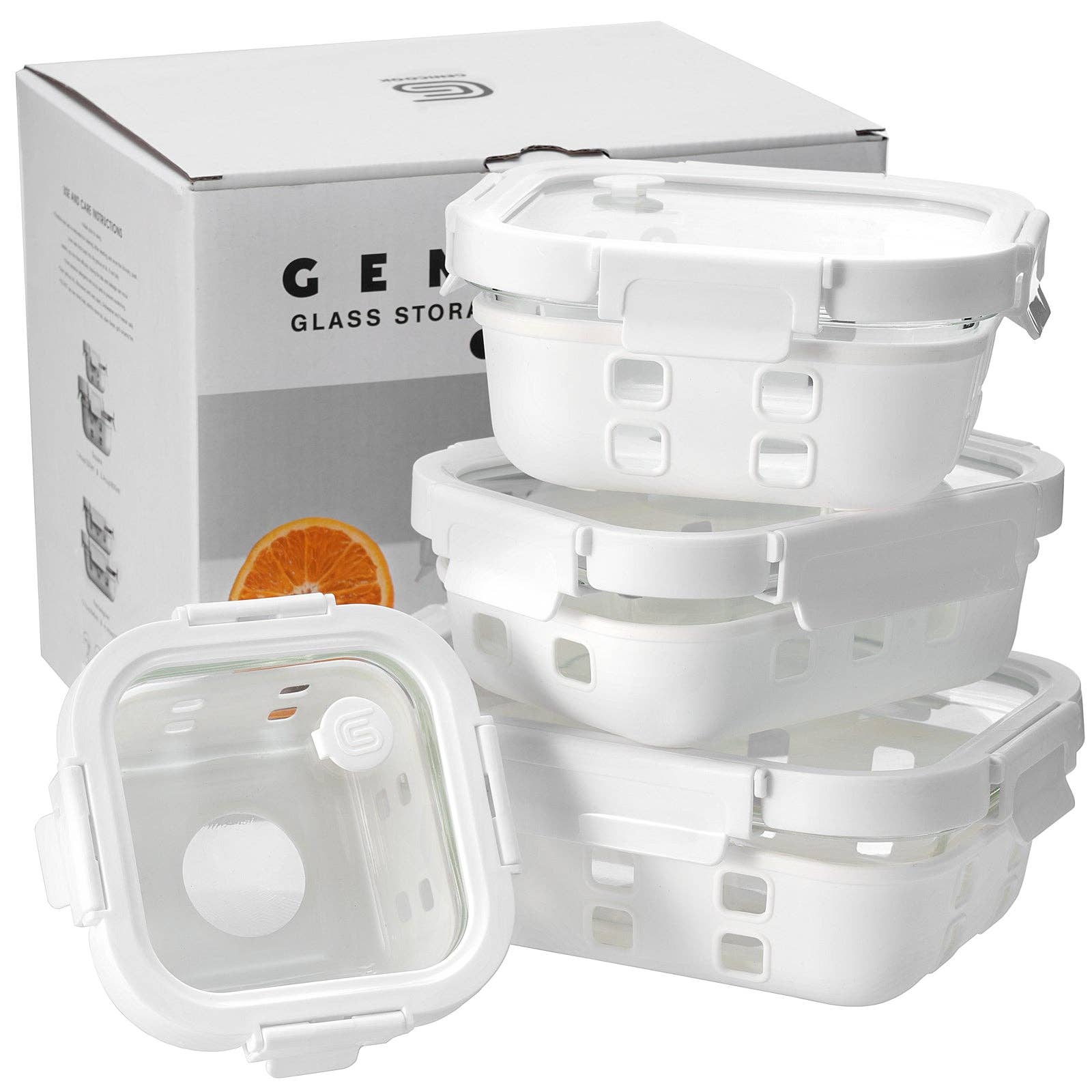 Genicook Product LLC - Wholesale Food storage container - Glass Container w/ Silicone Wrap Set2