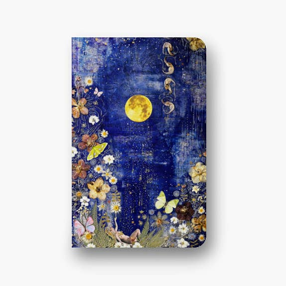 Notebook, Journal, Dreamy Artwork, Full Moon Flowers Art for wholesale by Manda Marble LLC