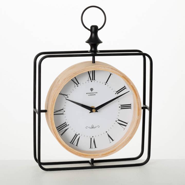 Sullivans Home Decor - Wholesale Desk Clock - Wood & Metal Framed Desk Clock