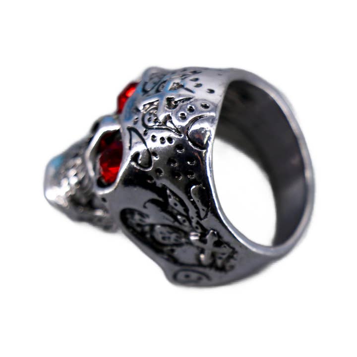 Western Fashion – Engroshandel Statementring – RØD PERLE KRANIUMRING1