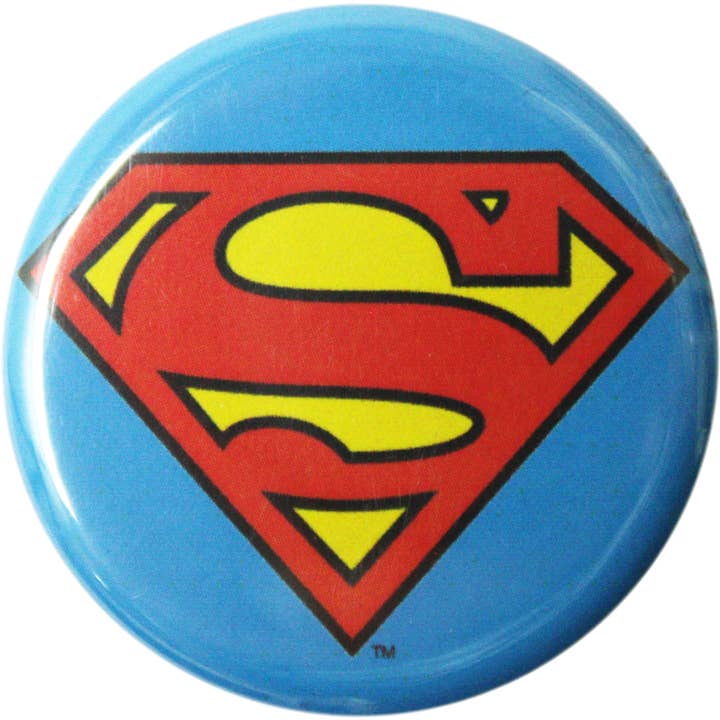 Pin-on Button - 1.25 Inch - Superman - Classic Shield Logo for wholesale by Square Deal Recordings & Supplies