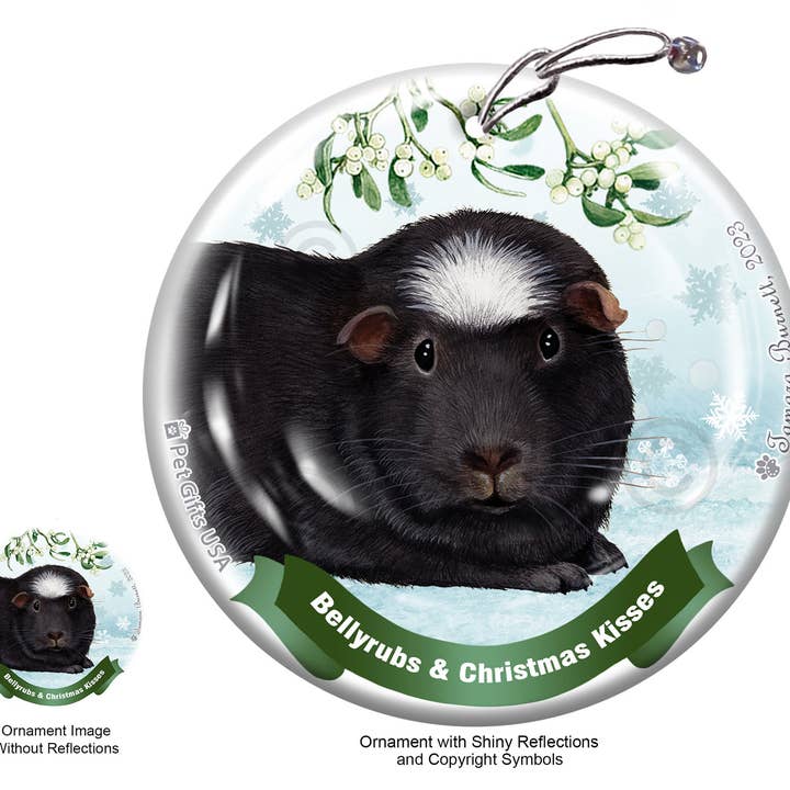 Pet Gifts USA, LLC - Vendita all'ingrosso Decorazione - Porcellino d'India, pancia crestata in bianco e nero e Natale