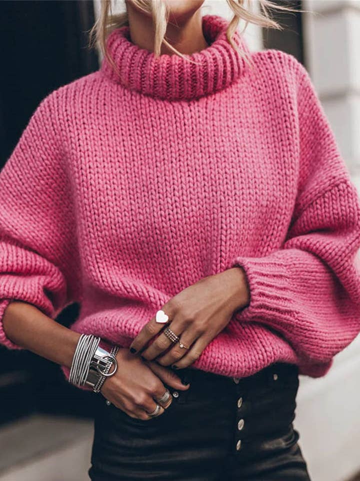 Masyal - Wholesale Knit Sweater - Women's - Oversized Knit Turtleneck Sweater4