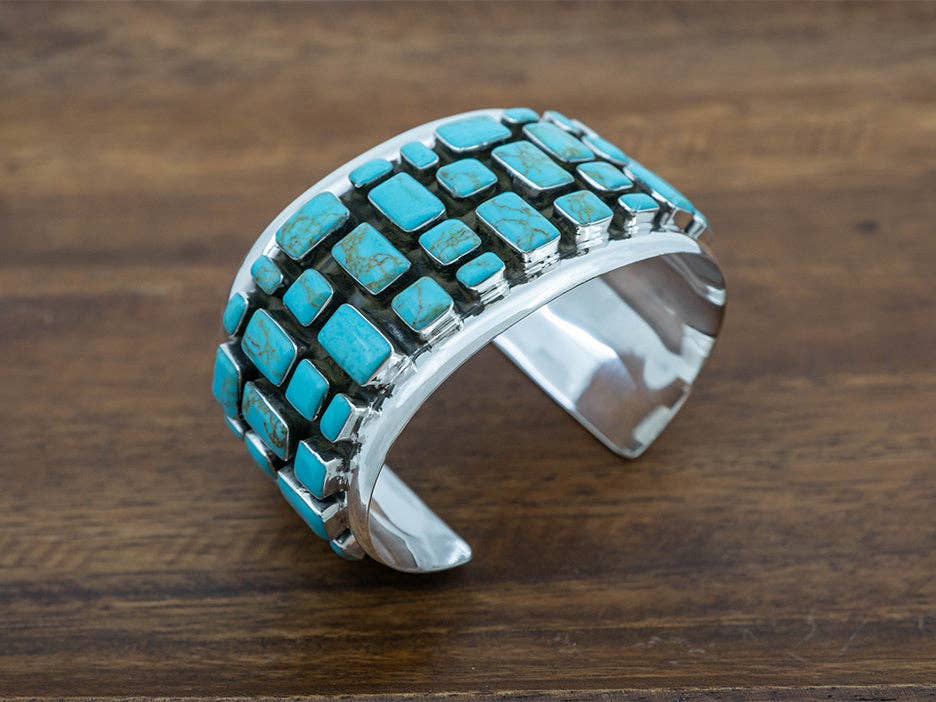 Grande Cobblestone Cuff, Turquoise for wholesale on Faire1
