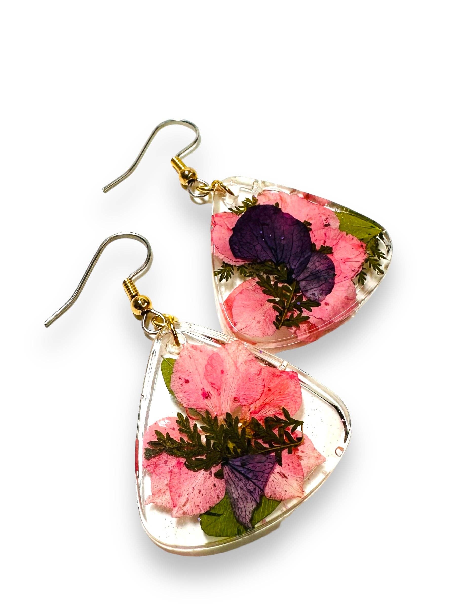 Janine’s Jewelry Design - Wholesale Hangende/ronde oorbellen - Oorbellen met geperste bloemen/echte bloemen/harsbloem17