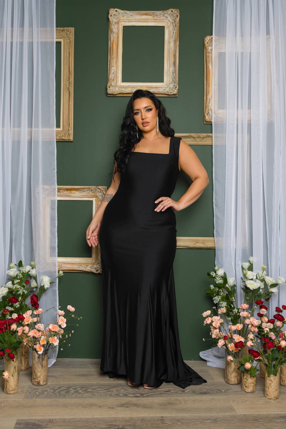 2009A-SIMPLE BLACK SPANDEX MAXI DRESS  for wholesale on Faire6