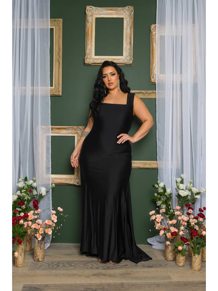 2009A-SIMPLE BLACK SPANDEX MAXI DRESS for wholesale on Faire6