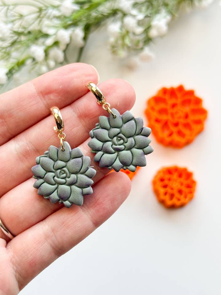 Succulent Flower Spring Polymer Clay Cutter PCC1593 for wholesale by Tera Clay