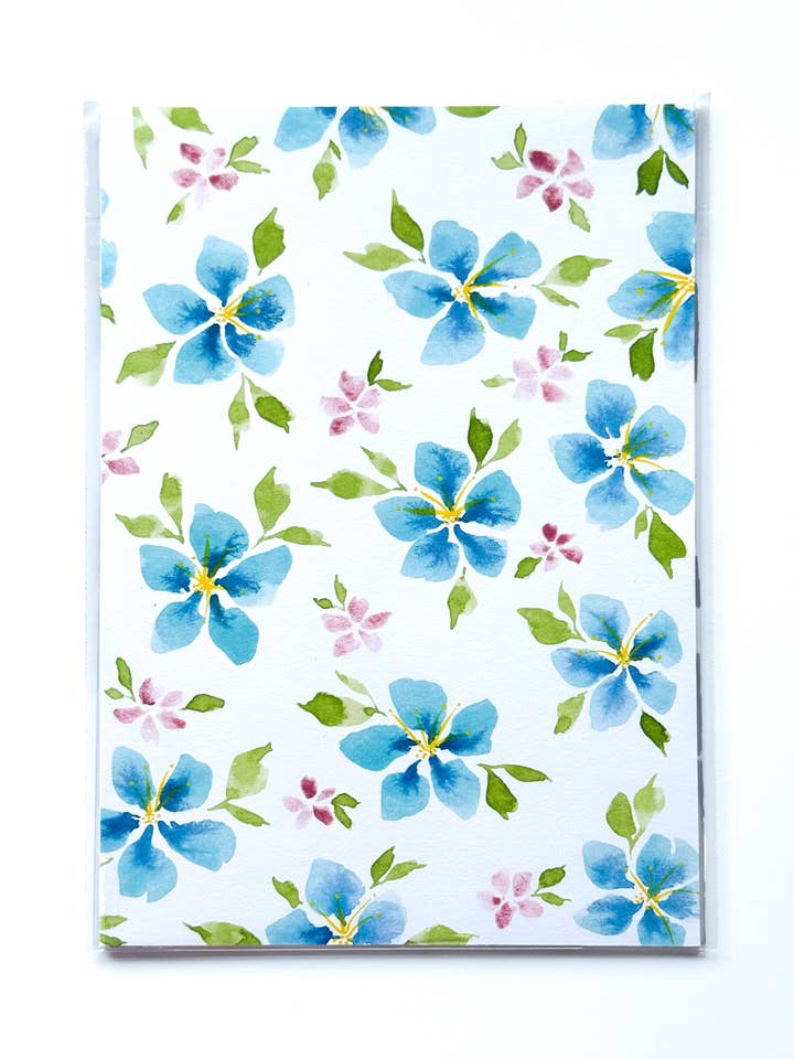Tarjeta Acuarela Floral - Azul/Rosa para venta al por mayor de Annie Parkes