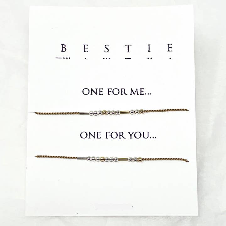 BESTIE Morse Code Gold Fill Bracelet Set in Gold or Silver for wholesale by Jennifer Shon Jewelry