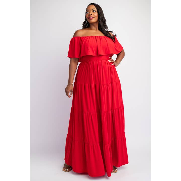 PLUS SIZE KNIT MAXI TIERED DRESS for wholesale by The Curve LA