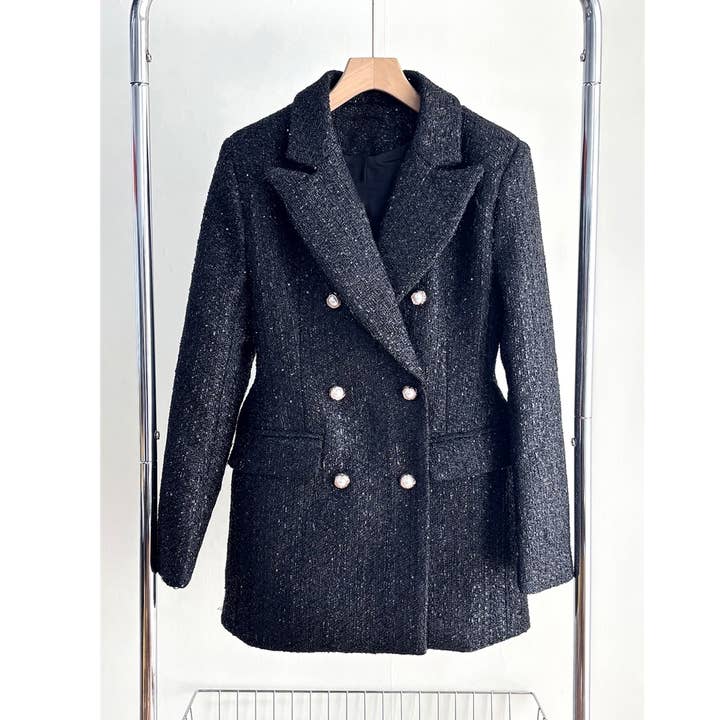 X0271LT Tweed Double-Breasted Blazer for wholesale by XHHH Inc