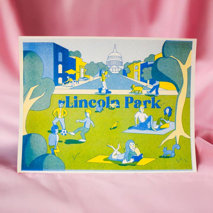 Lincoln Park Risograph Art Print (Washington, D.C. Parks) for wholesale by By Danielle Witten