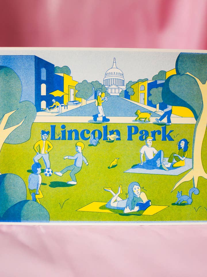 Lincoln Park Risograph Art Print (Washington, D.C. Parks) for wholesale by By Danielle Witten