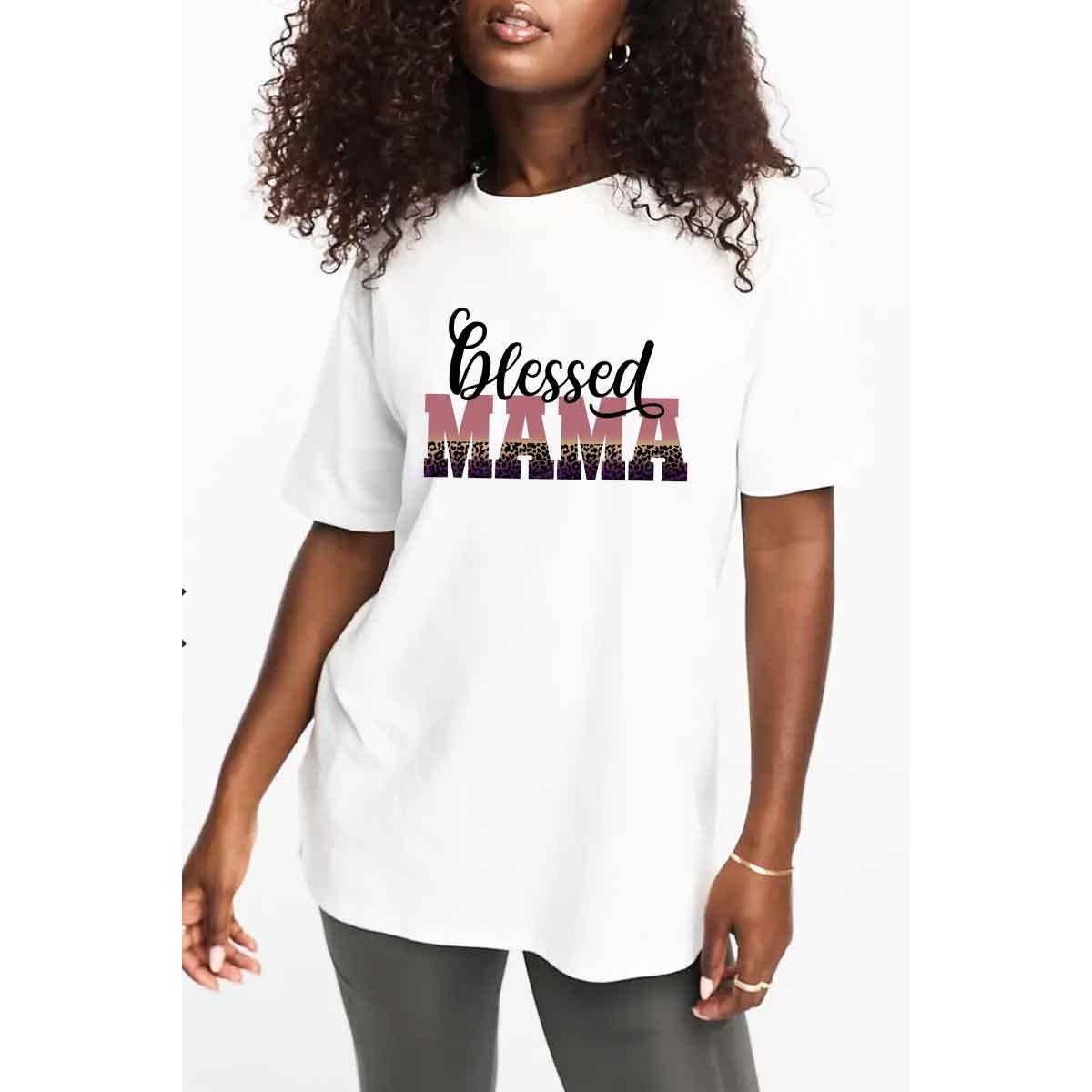 Nobrand – Engroshandel T-shirt med print - Dame – VELSIGNET MAMA MODE GRAFISK T-SHIRT TIL KVINDER1