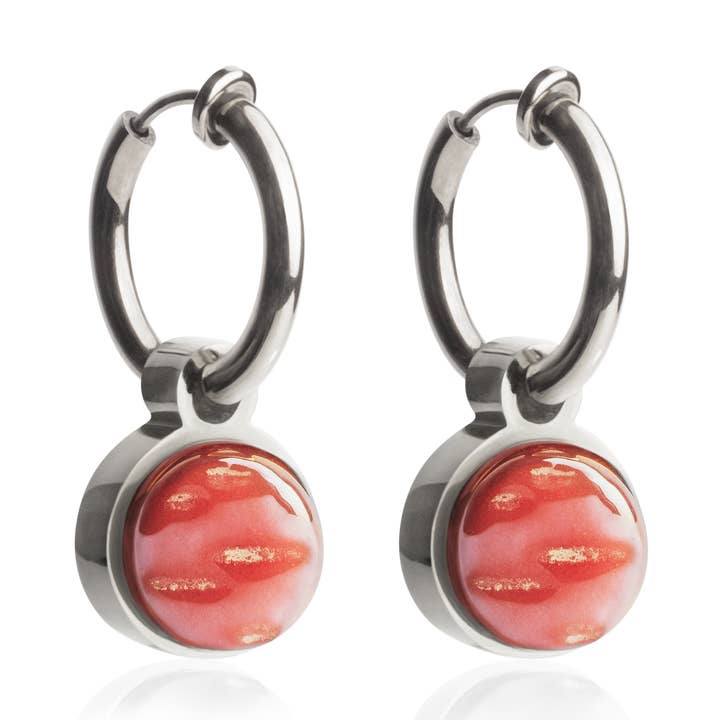 Auriculares Mix & Match com pendente • prateado/vermelho cereja • 14 mm por atacado de ALEXASCHA