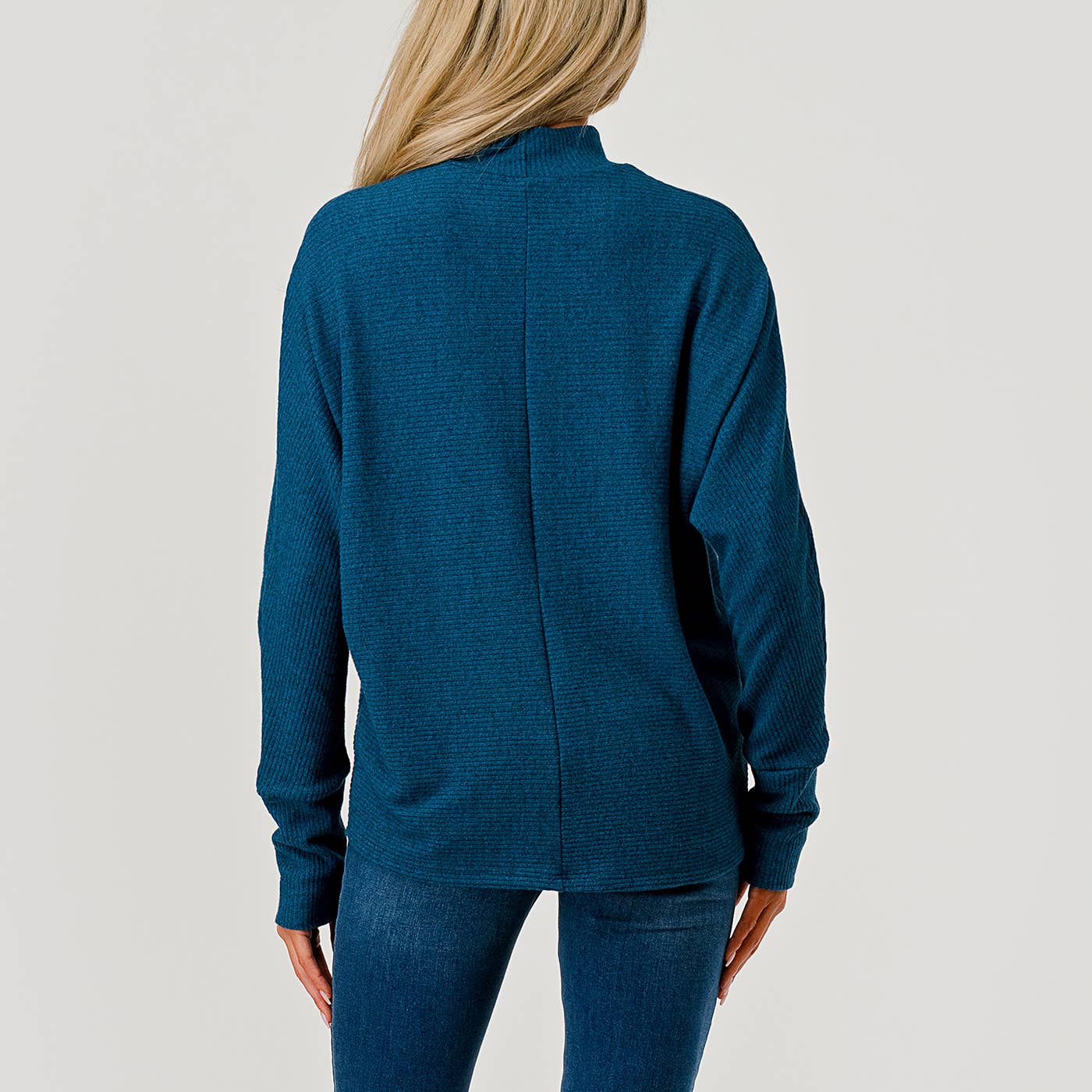 Heimious - Wholesale Knit Top - Women's - Mock Neck Long Dolman Sleeve Ribbed Knit Top, T26128