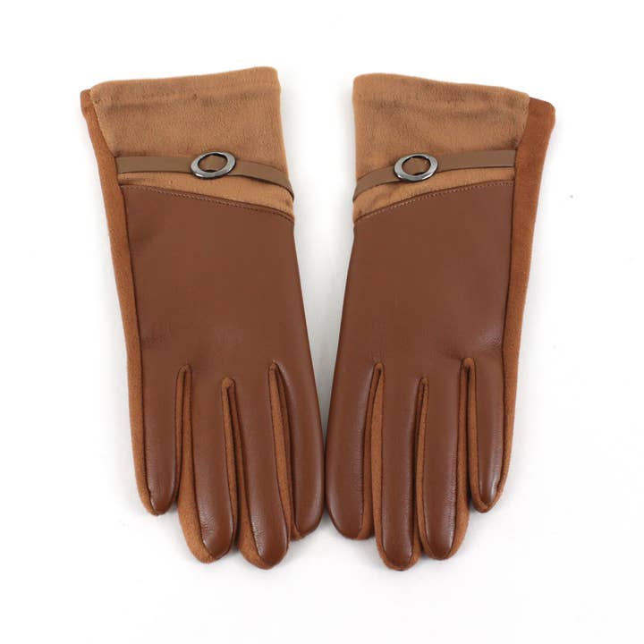 Pretty Persuasions - Wholesale Gloves - Women's - A25010 Velvet Trim Faux Leather Gloves 1