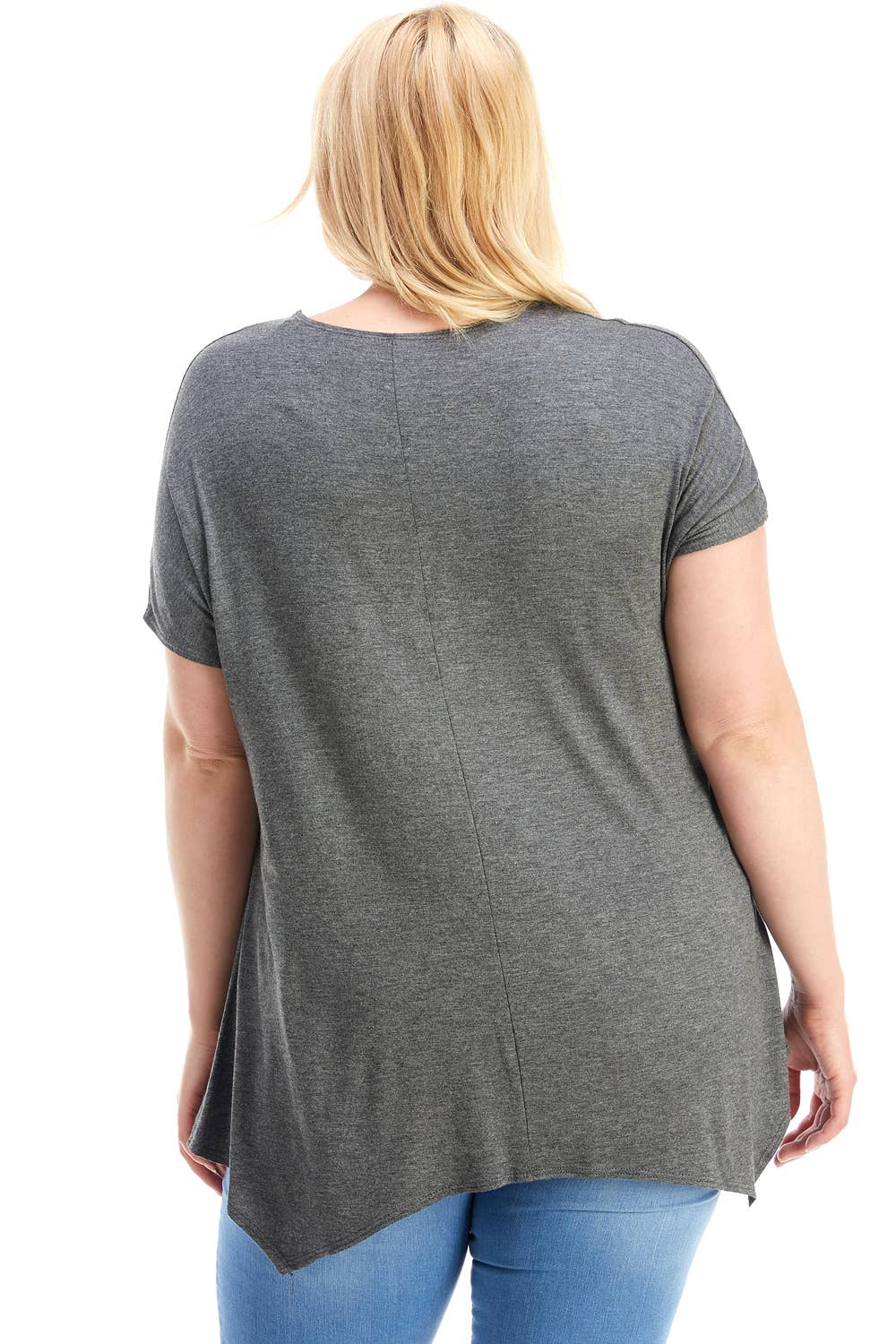 Azules Clothing - Wholesale Tunic - Women's - ATP-2307RSX Plus Size Asymmetric Short Sleeve Tunic32