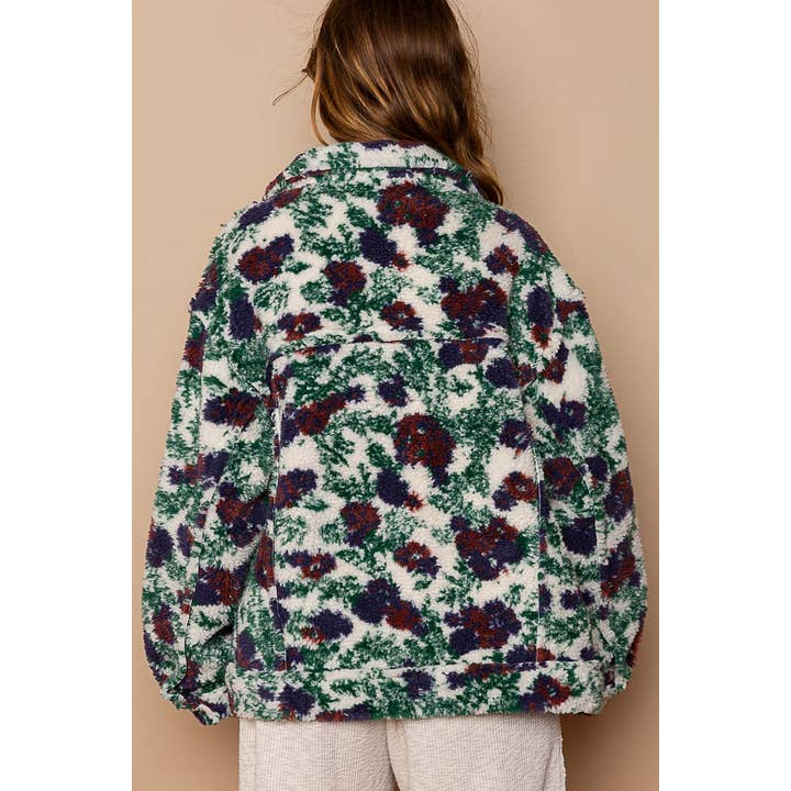 Pol Clothing - Wholesale Fleece - Women's - Button down fleece floral pattern fleece jacket SALE