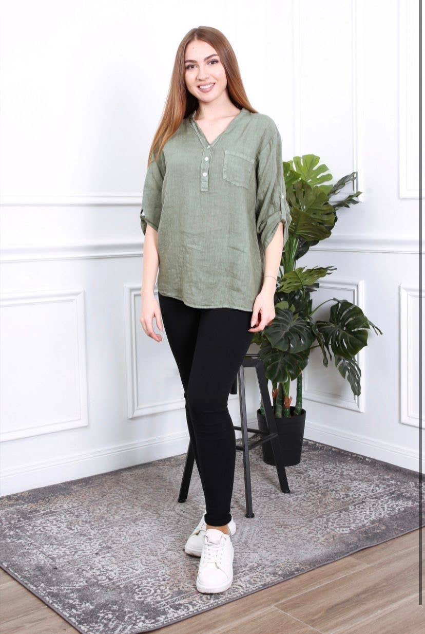 LÉA & LUC - Wholesale Button Down Shirt - Women's - 100% Linen Blouse REF. 636791