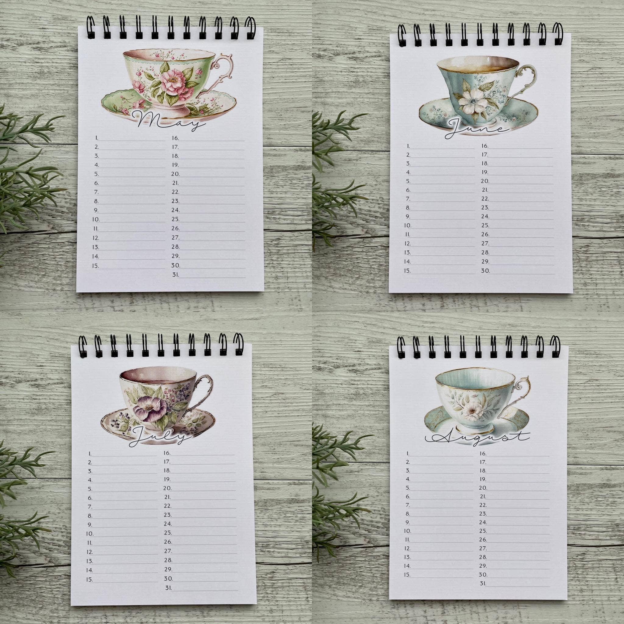 Scattered Seed Co - Wholesale Calendar - Vintage Teacups Perpetual Calendar - Birthday Record book4