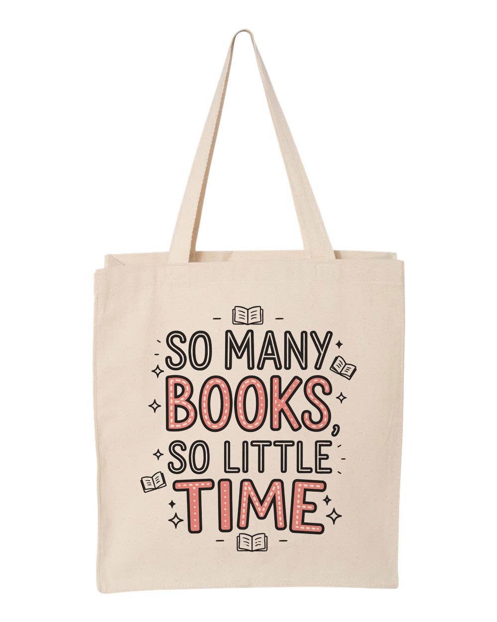 DaisyChainDesignCo - Vente Tote bag – femme - Tote bag en toile "Tant de livres, si peu de temps"1