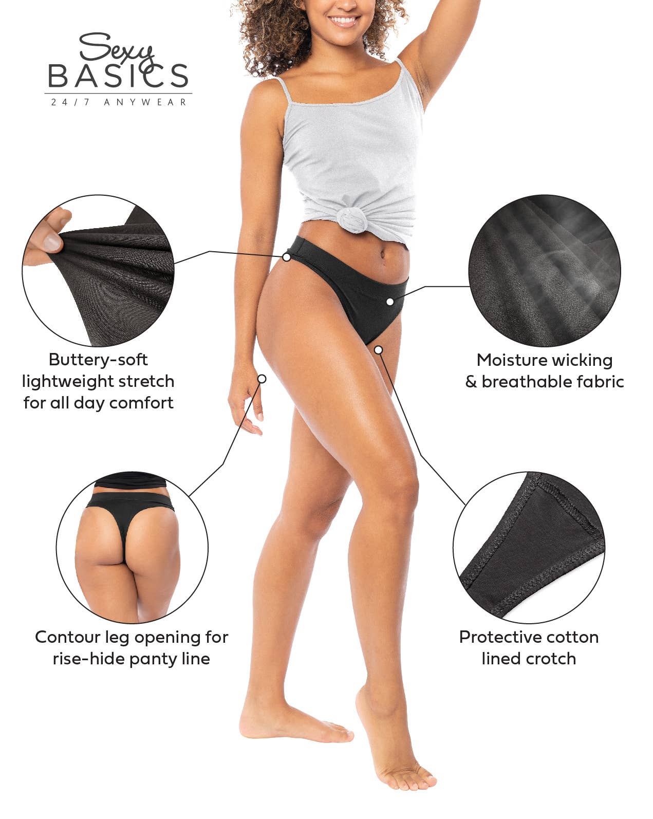 I-Wear Brands - Wholesale Underwear - Women's - 6 Pack Women's Smooth Active Sport Thong Pantie Underwear9