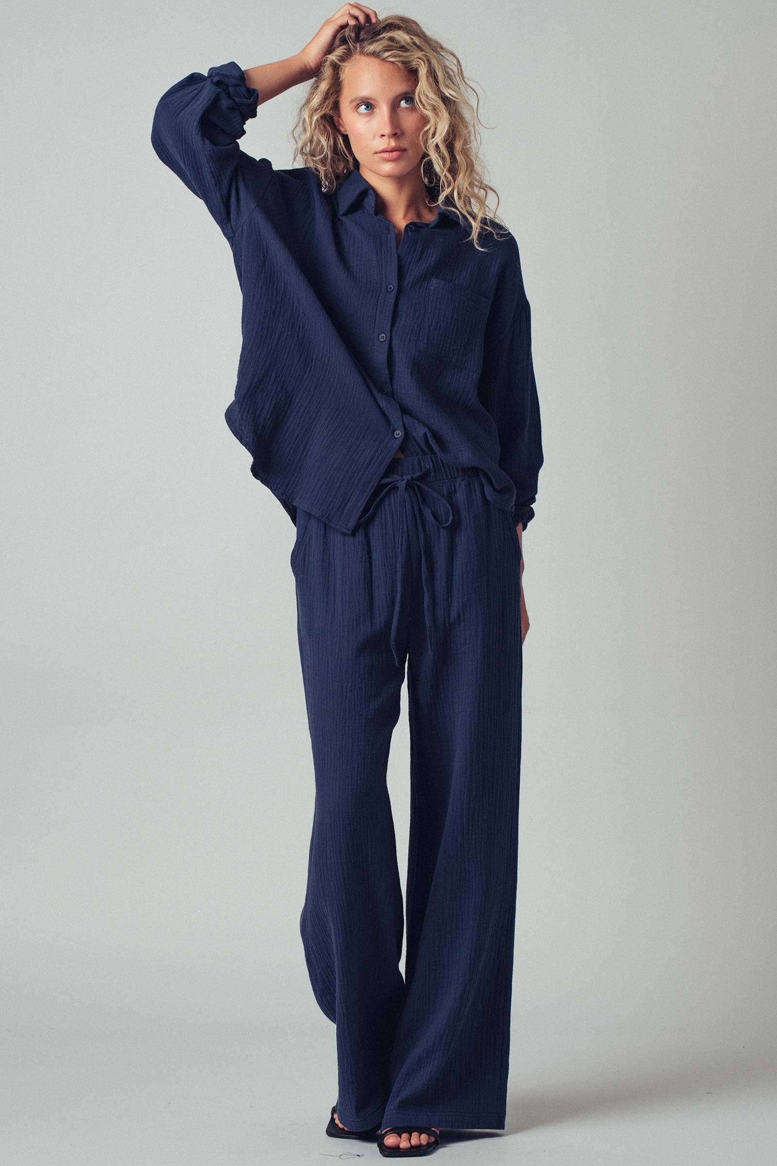 Urban Daizy - Wholesale Lounge Set - Women's - Textured Cotton Gauze Lounge Set4