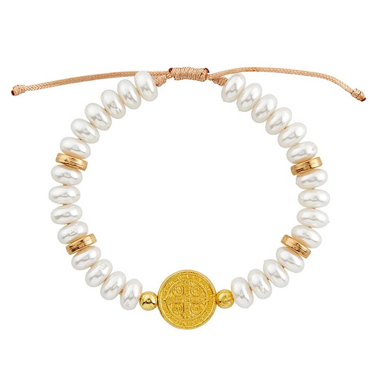 Christian Brands Catholic - Wholesale Beaded Bracelet - Pearl Saint Benedict0