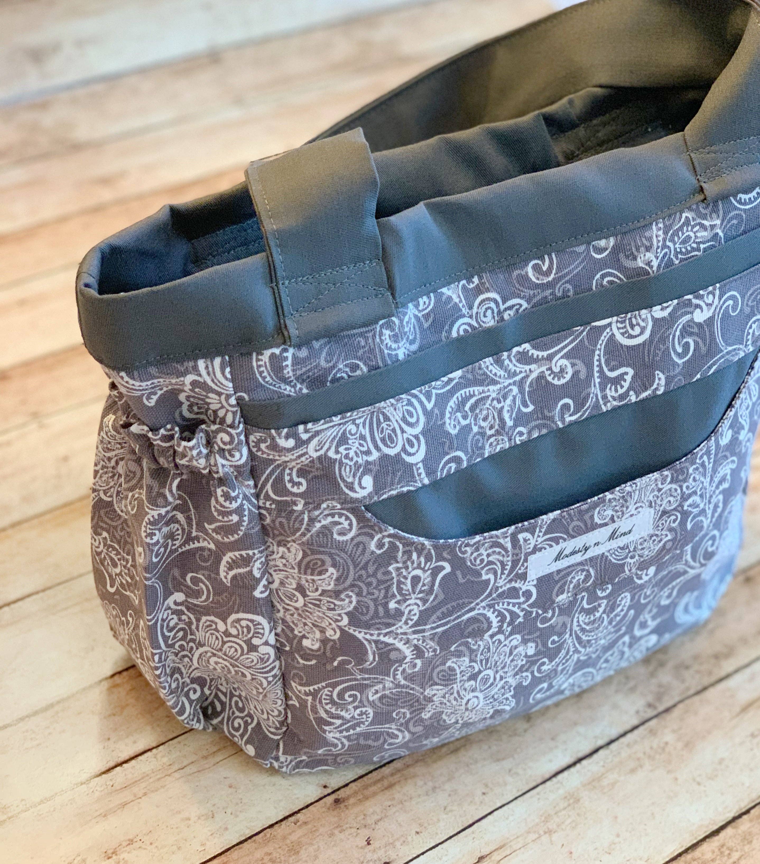 Modesty n Mind - Wholesale Tote Bag - Women's - Gray & White Mini Everything Tote7