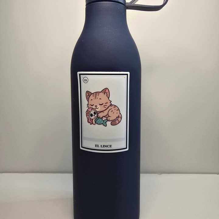 Designs by Mysh - Wholesale Sticker - El Lince Lotería Cat Sticker – Día de los Muertos Inspired Vinyl Decal | 3-Inch Die Cut, Water-resistant2