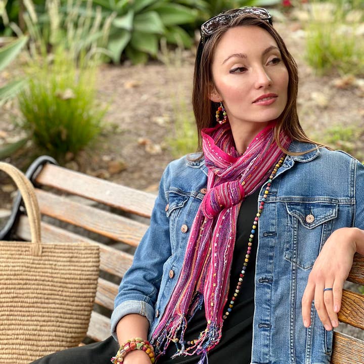 Humble Hilo - Wholesale Scarf - Women's - Humble Hilo Multicolored Thread Artisan Scarf