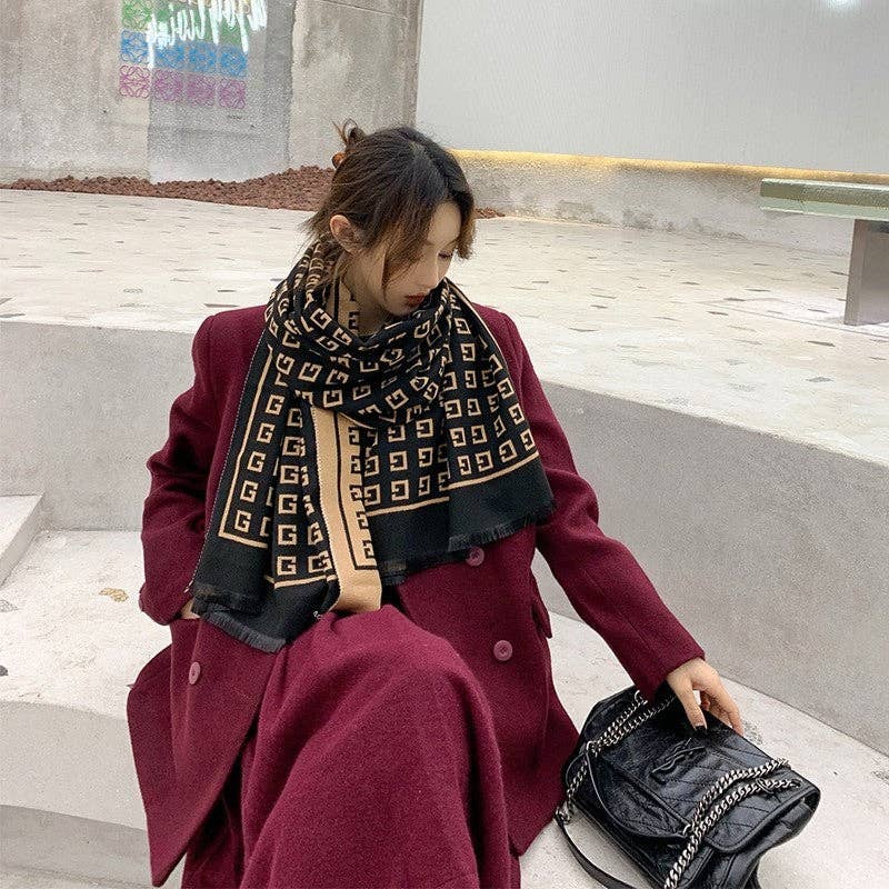 ShieldChic - Wholesale Scarf - Women's - Jacquard Fringed Cashmere-Like Scarf5