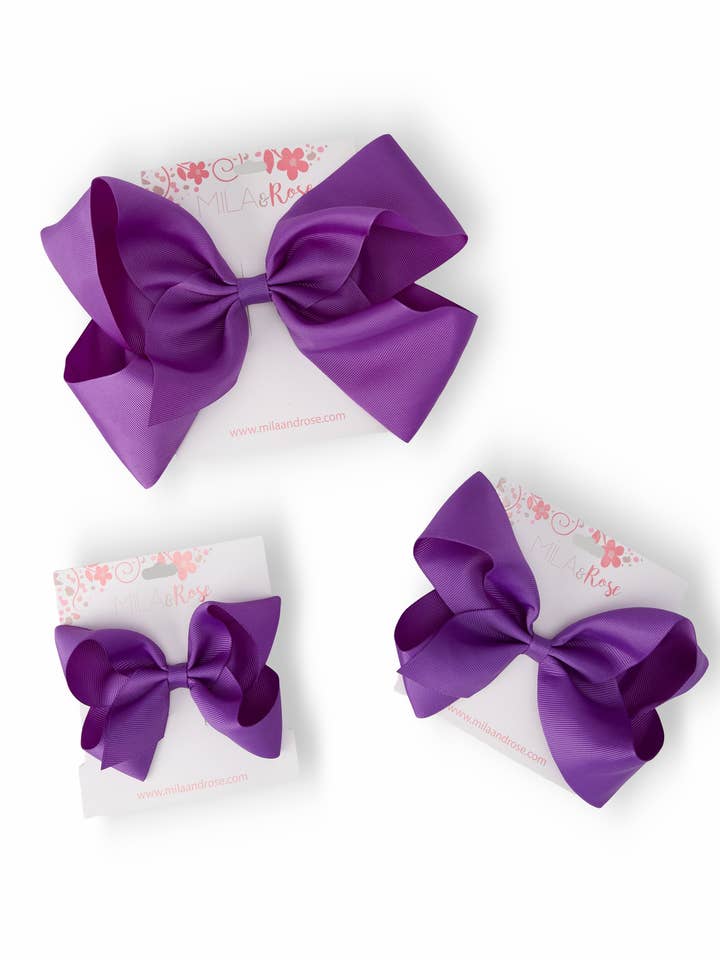 Purple Grosgrain Hair Bow for wholesale by Mila & Rose