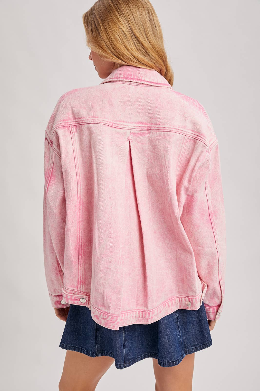 Bluivy - Venta al por mayor Cazadora vaquera - Mujer - Chaqueta oversized de mezclilla con botones36