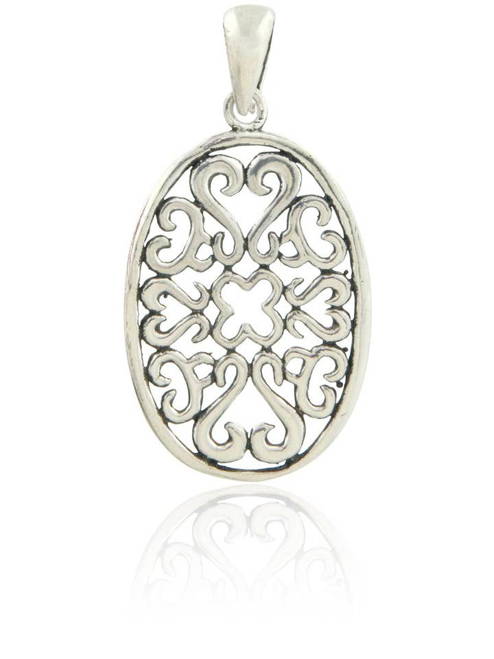 Sterling Silver Oval Filigree Pendant for wholesale by Culture Spot