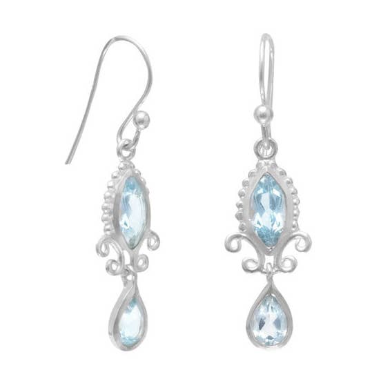 Silver Stars Collection - Wholesale Dangle earrings - Pretty Multi Shape Blue Topaz Earrings0