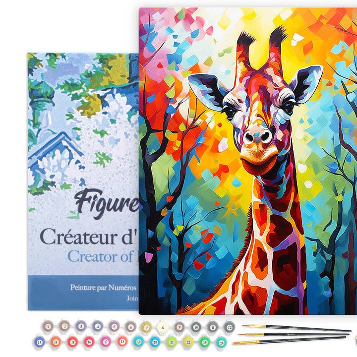 Paint by numbers Colourful Abstract Giraffe framed for wholesale by Figured'Art