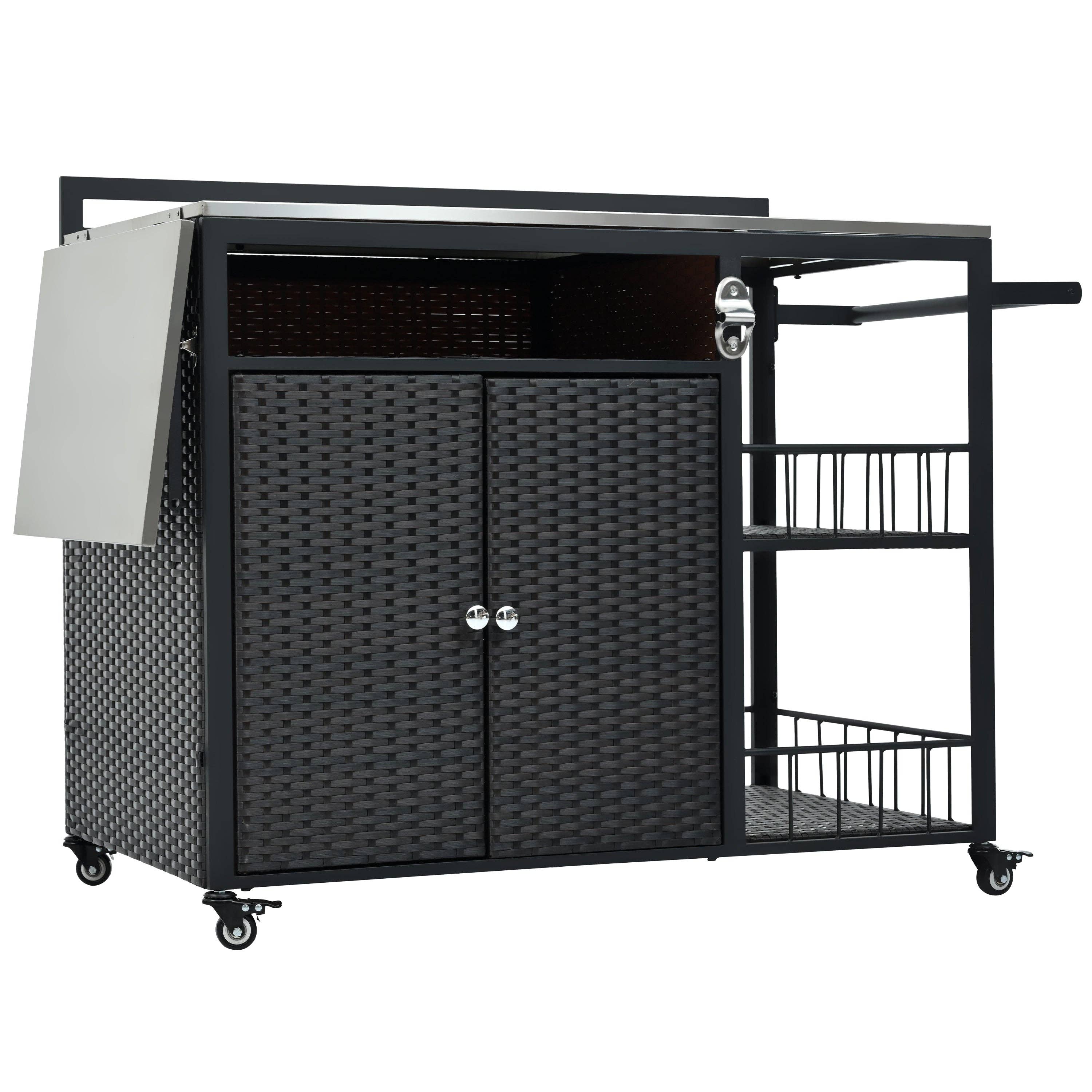 39F Inc. - Vente Outil de gril pour l'extérieur - Chariot de service extérieur avec plateau pliable, armoire de rangement20
