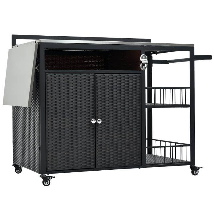 39F Inc. - Vente Outil de gril pour l'extérieur - Chariot de service extérieur avec plateau pliable, armoire de rangement20