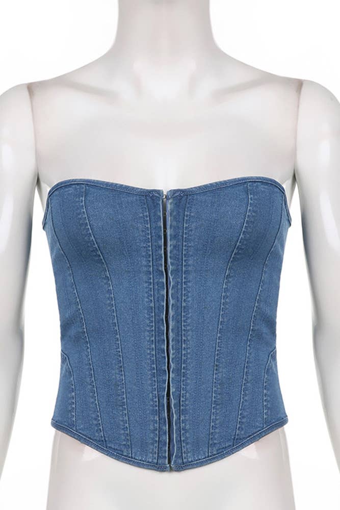 Blue Denim Fishbone Corset ZK563 for wholesale on Faire1