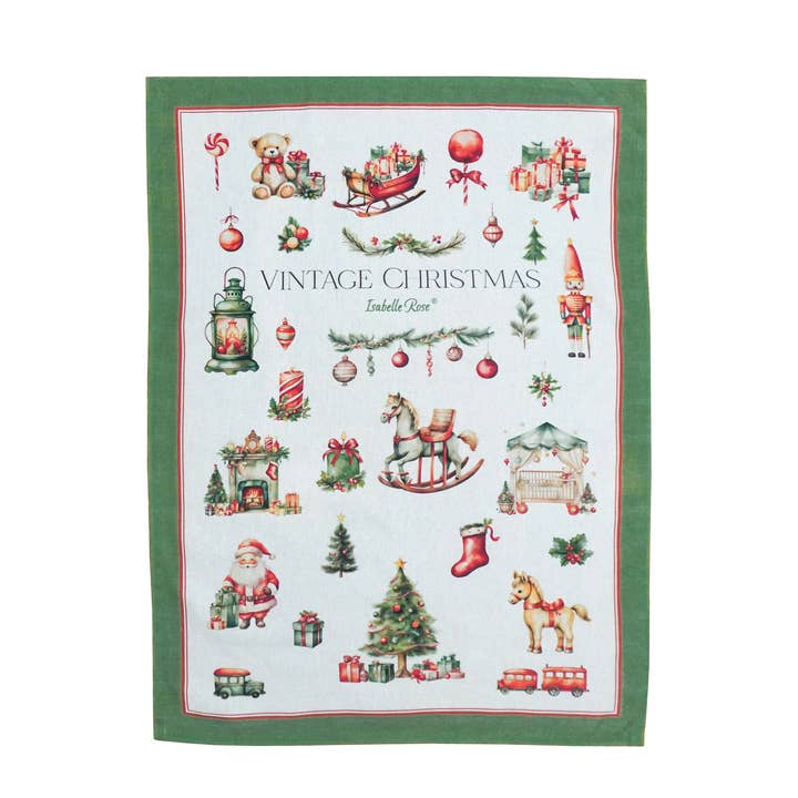 Vintage Christmas kitchen towel 50x70 cm Isabelle Rose for wholesale by Isabelle Rose