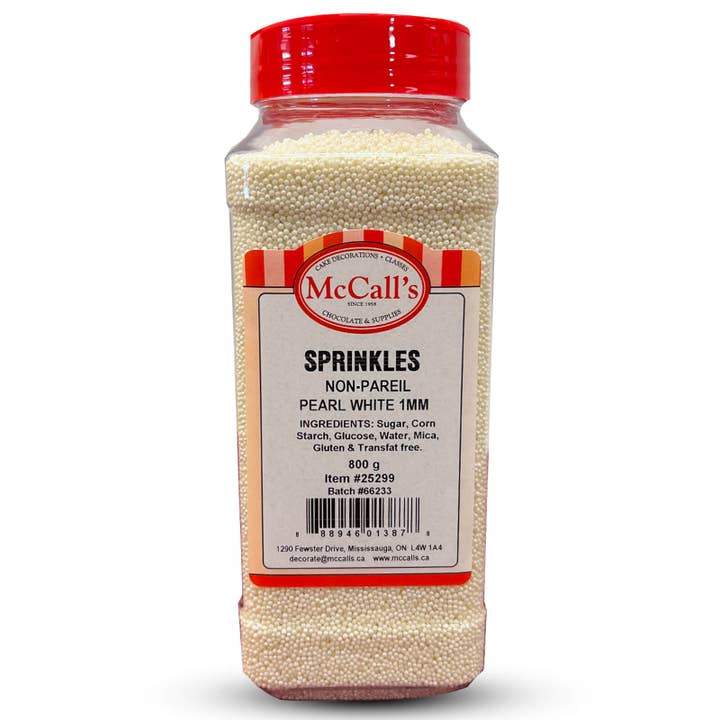 SPRINKLES NON PAREIL PEARL WHITE MINI 800g for wholesale by McCall's