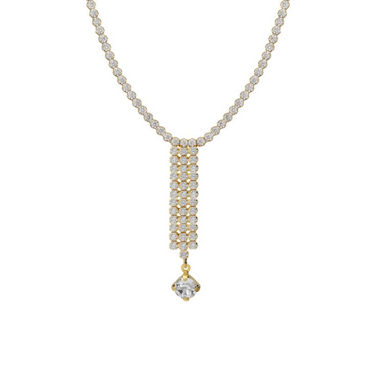 Colar comprido Aurore cristais riviere em Prata por atacado de Victoria Cruz