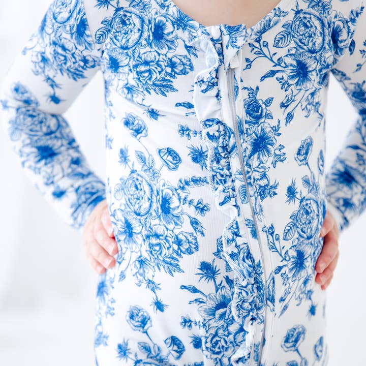 Dreamiere - Vente Grenouillère – bébé - Quelque chose de bleu à volants convertible pyjama avec pieds1