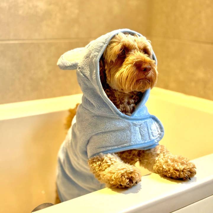 PupClub Couture - Wholesale Pet towel –Dog - Drying Robe - Blue4