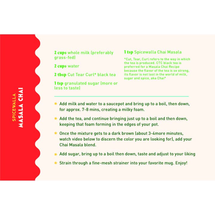 Spicewalla - Wholesale Recipe card - Chai Masala Latte Recipe Card1