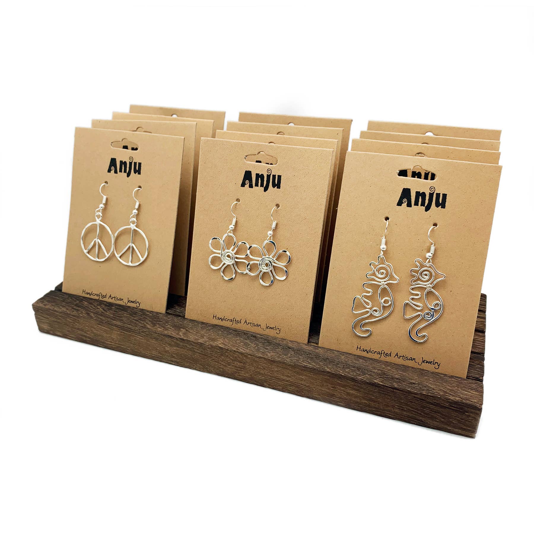 Anju Jewelry – Großhandel Schmuckständer & -display – Geschlitztes kardiertes Ohrring- oder Halsketten-Display — hält 12 Karten7
